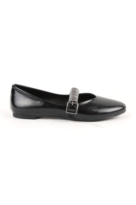 Women's Ballerinas with Metal Accessories, Mary Jane Buckle Strap, Shiny Casual L080.104 - MALLTURK