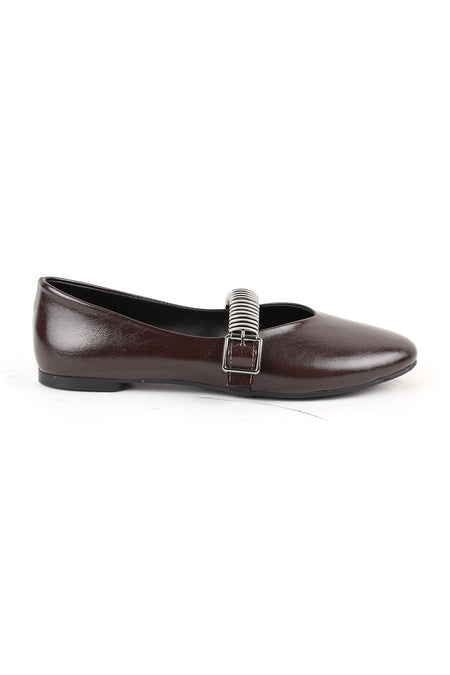 Women's Ballerinas with Metal Accessories, Mary Jane Buckle Strap, Shiny Casual L080.104 - MALLTURK