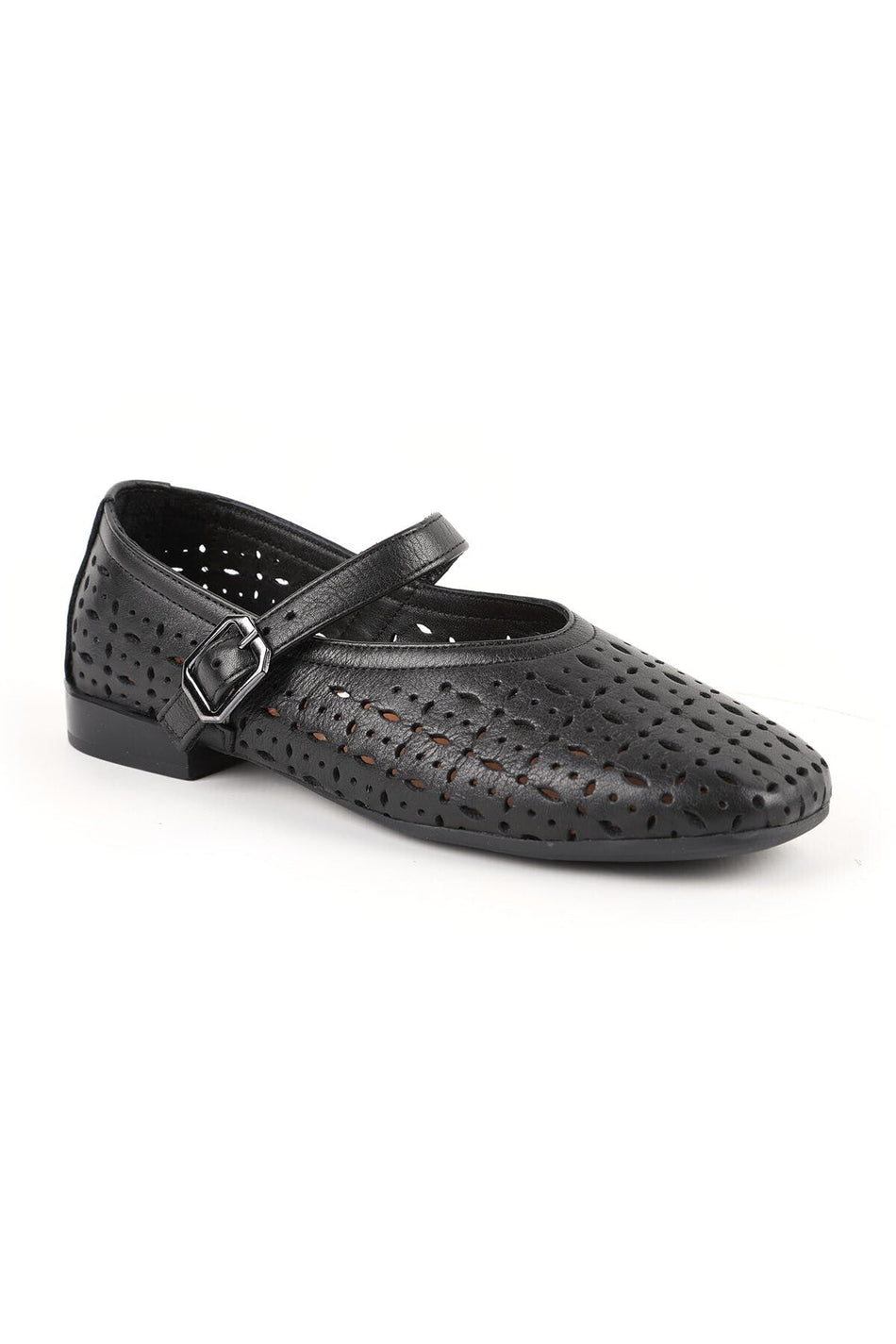 Women's Ballet Flats Laser Cut Perforated Antique Look Strappy Blunt Toe Stylish Comfortable Tpu Sole L081.25601 - MALLTURK