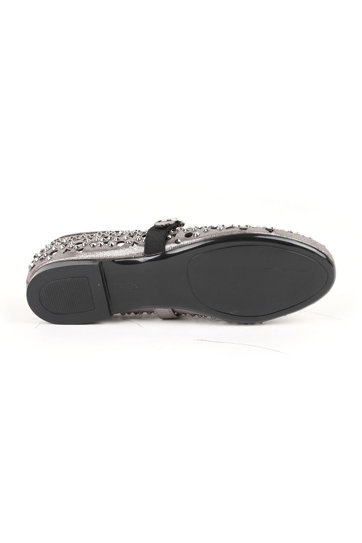 Women's Ballet Flats Metallic Stone Laser Cut Strap Buckle Stylish and Sophisticated Tpu Sole L085.K867/1 - MALLTURK