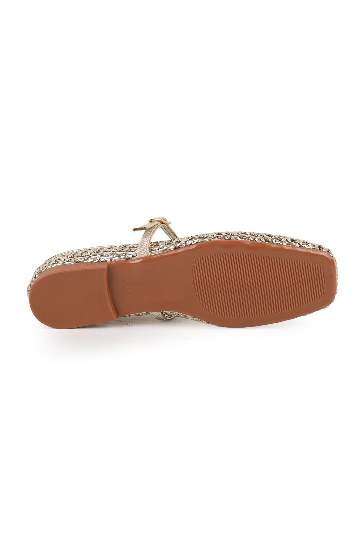 Women's Ballet Flats with Knitted Pattern, Metallic Band, Blunt Toe, Stylish and Comfortable, Tpu Sole L085.K109 - MALLTURK