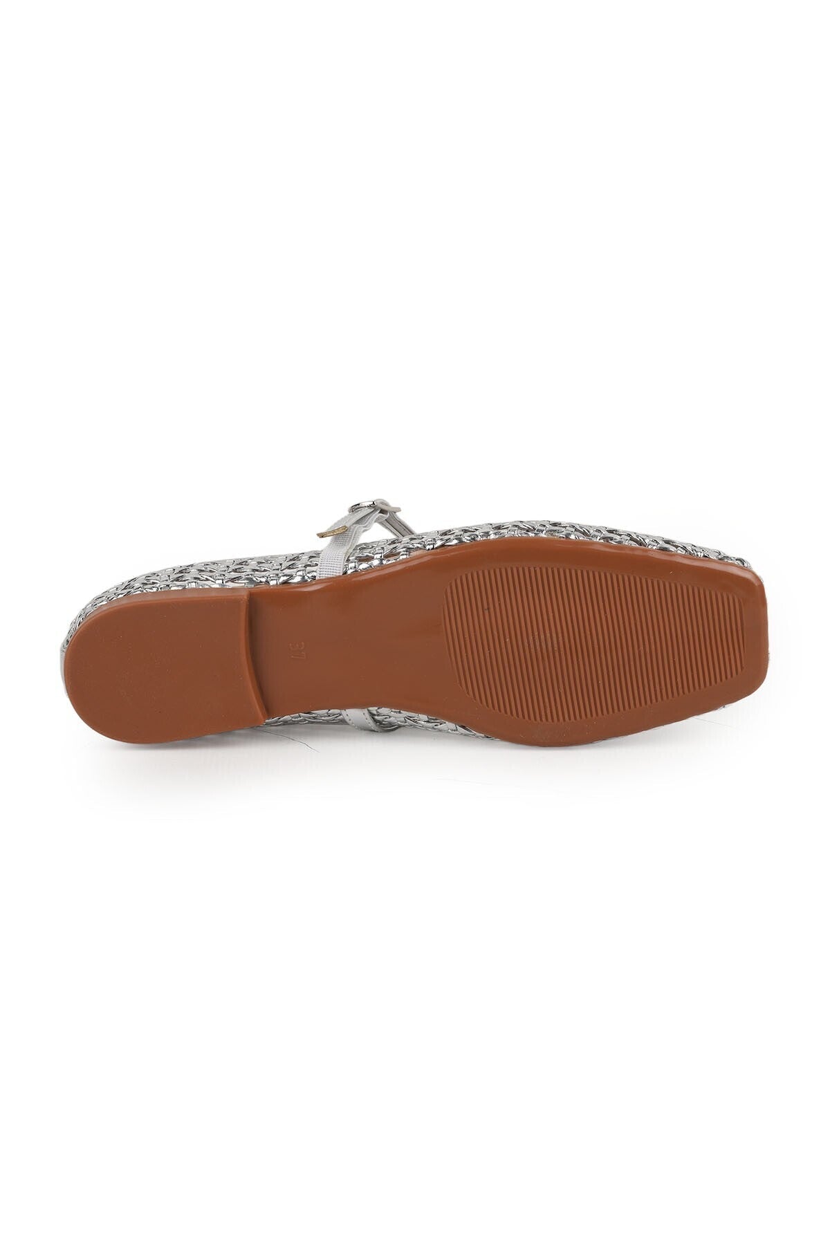 Women's Ballet Flats with Knitted Pattern, Metallic Band, Blunt Toe, Stylish and Comfortable, Tpu Sole L085.K109 - MALLTURK