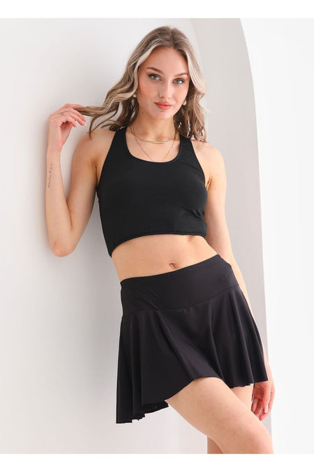 Women's Black Flounce Bikini Bottom Swim Skirt - MALLTURK