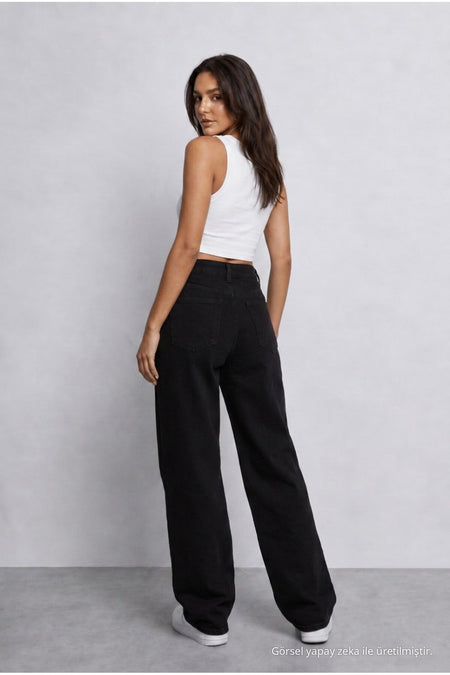 Women's Black High Waist Wide Leg Loose Stretchy Palazzo Pants - MALLTURK