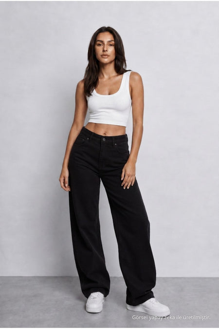 Women's Black High Waist Wide Leg Loose Stretchy Palazzo Pants - MALLTURK