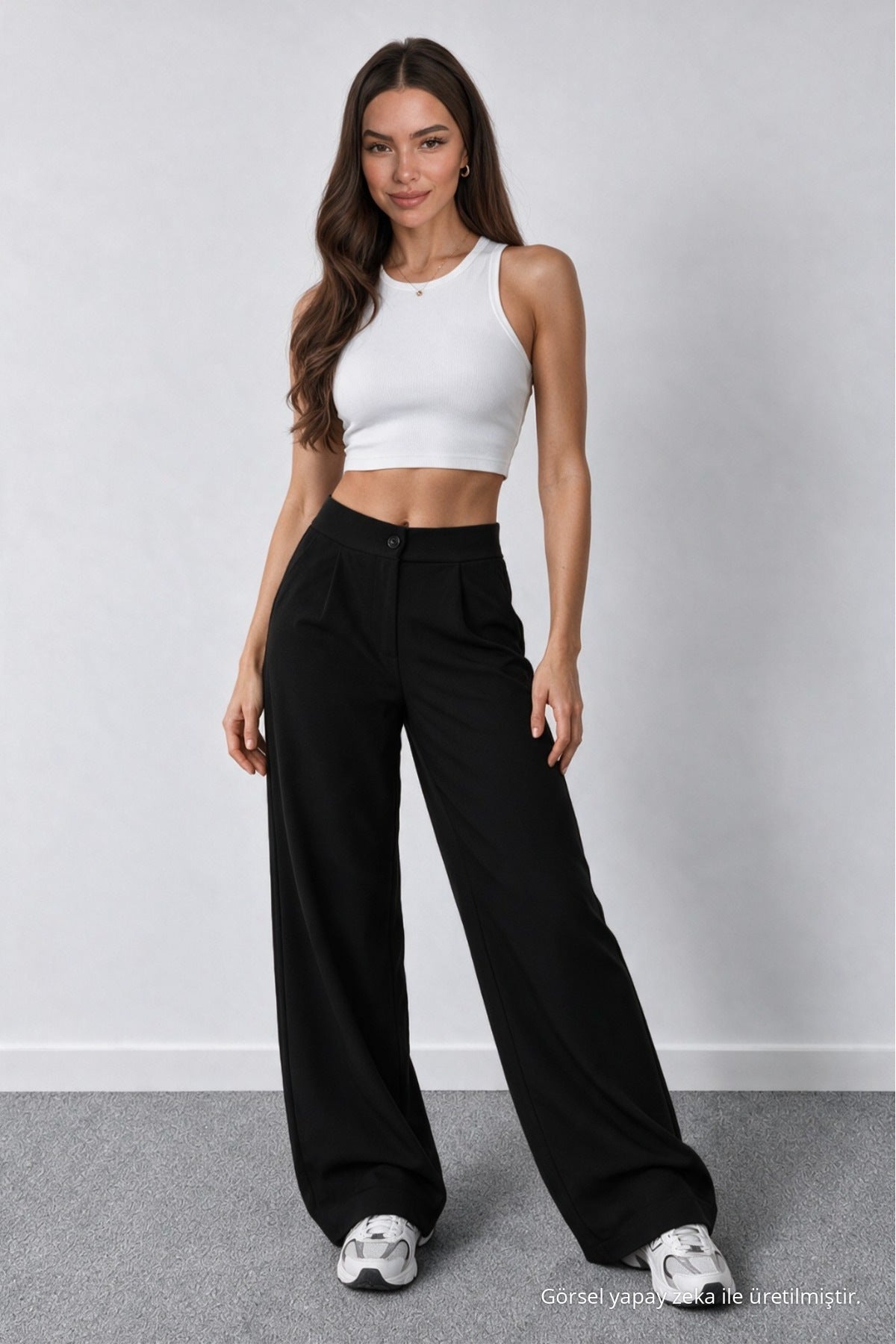 Women's Black Lycra Palazzo Loose Wide Leg Pants - MALLTURK