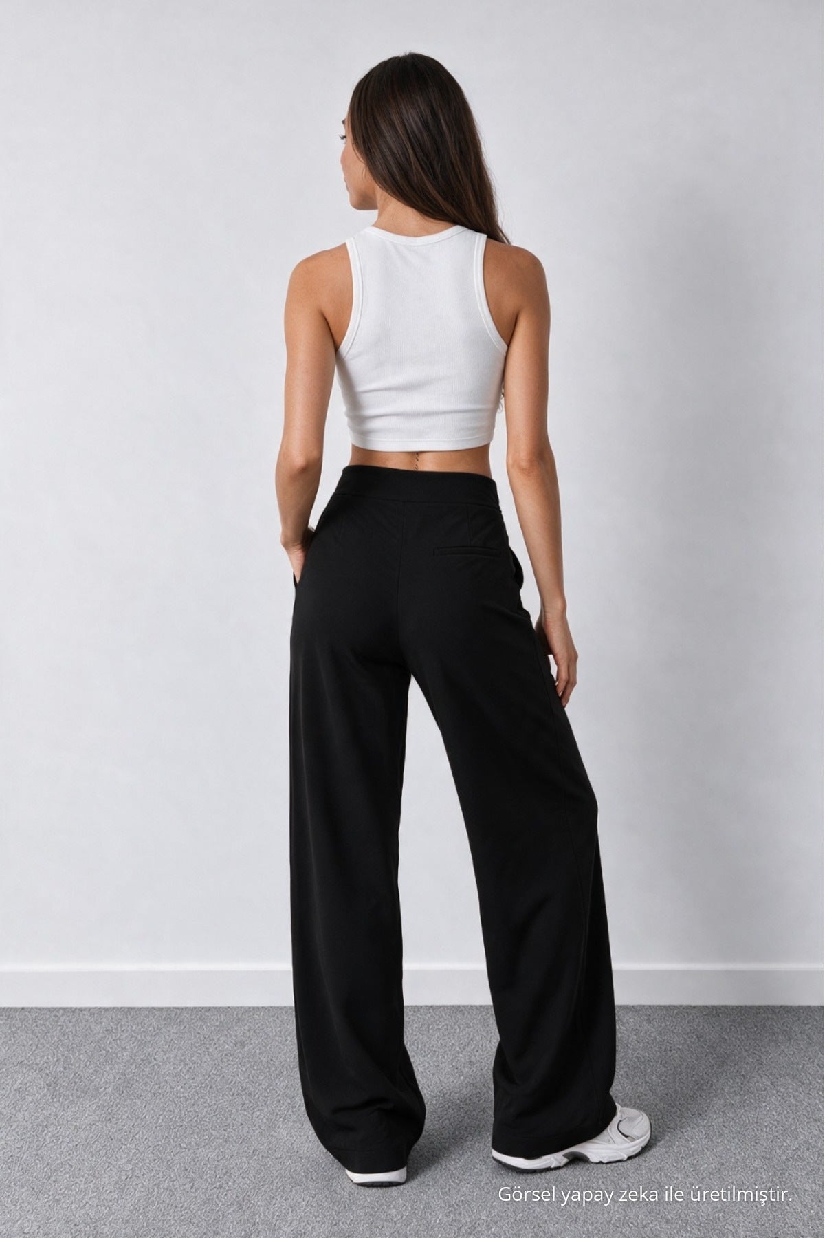 Women's Black Lycra Palazzo Loose Wide Leg Pants - MALLTURK