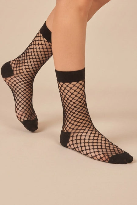 Women's Black Wide Mesh Flexible Closed Toe Socks - MALLTURK