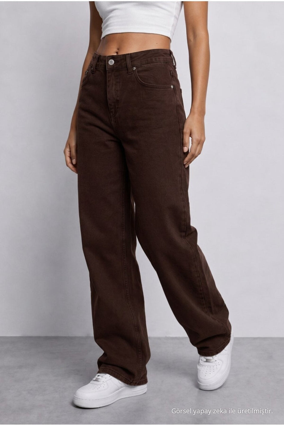 Women's Brown High-Waisted Wide-Leg Loose-Fitting Stretchy Palazzo Pants - MALLTURK