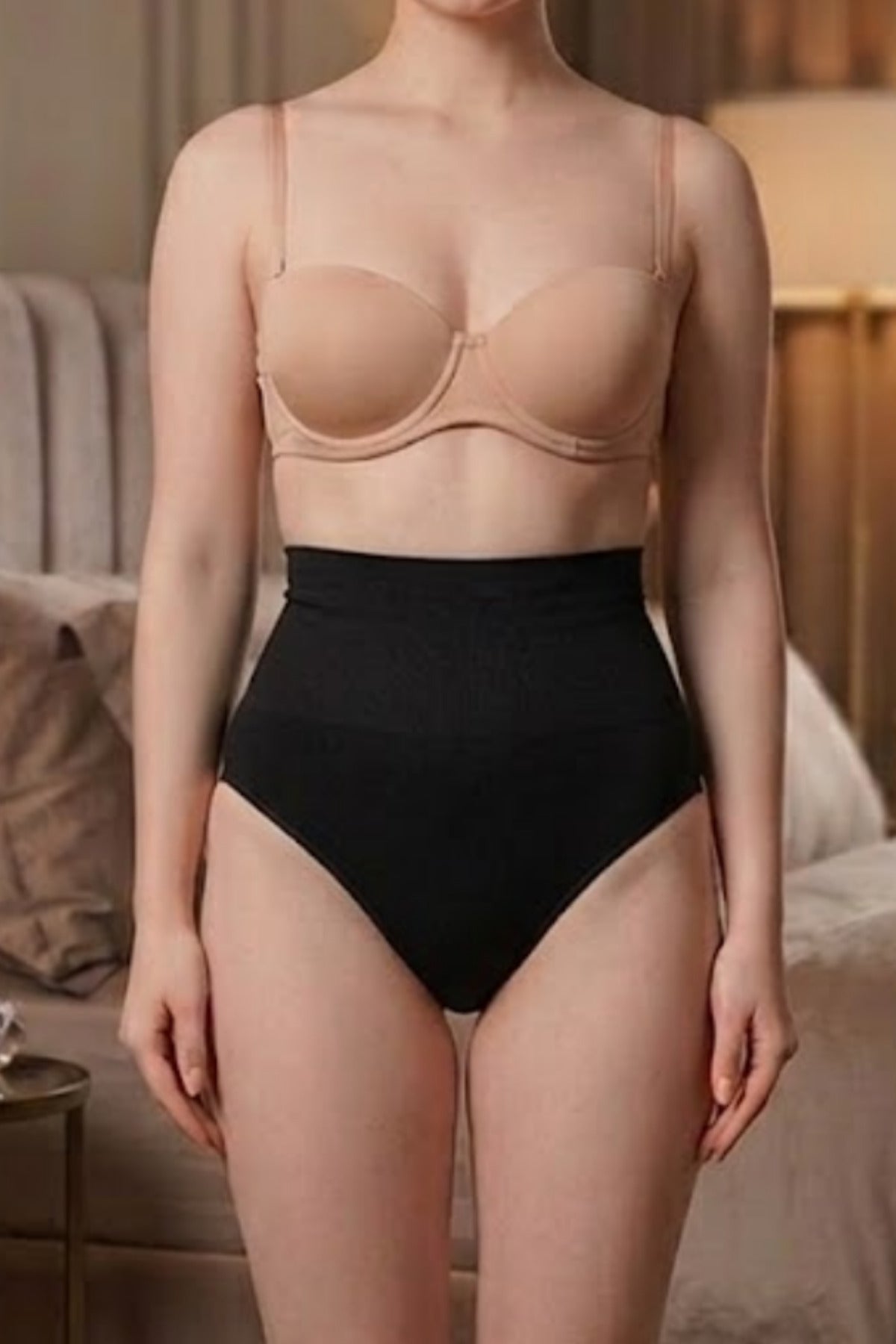 Women's Casual Flexible Gathering Black Panties - MALLTURK