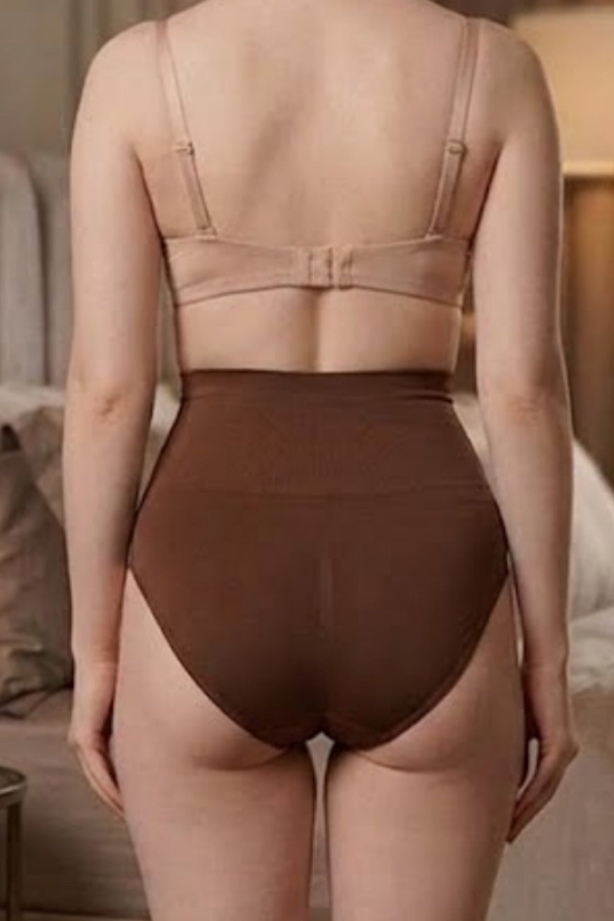 Women's Casual Flexible Gathering Brown Panties - MALLTURK