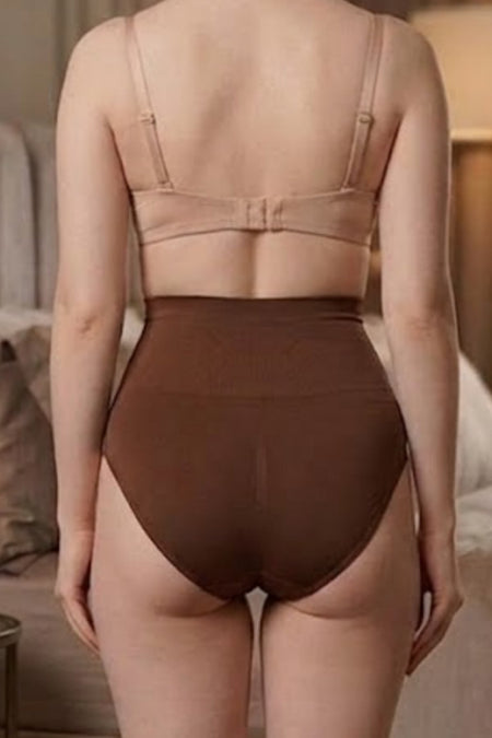 Women's Casual Flexible Gathering Brown Panties - MALLTURK