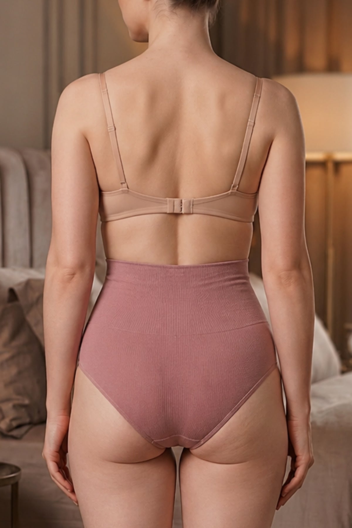 Women's Casual Flexible Gathering Panties in Dusty Rose - MALLTURK