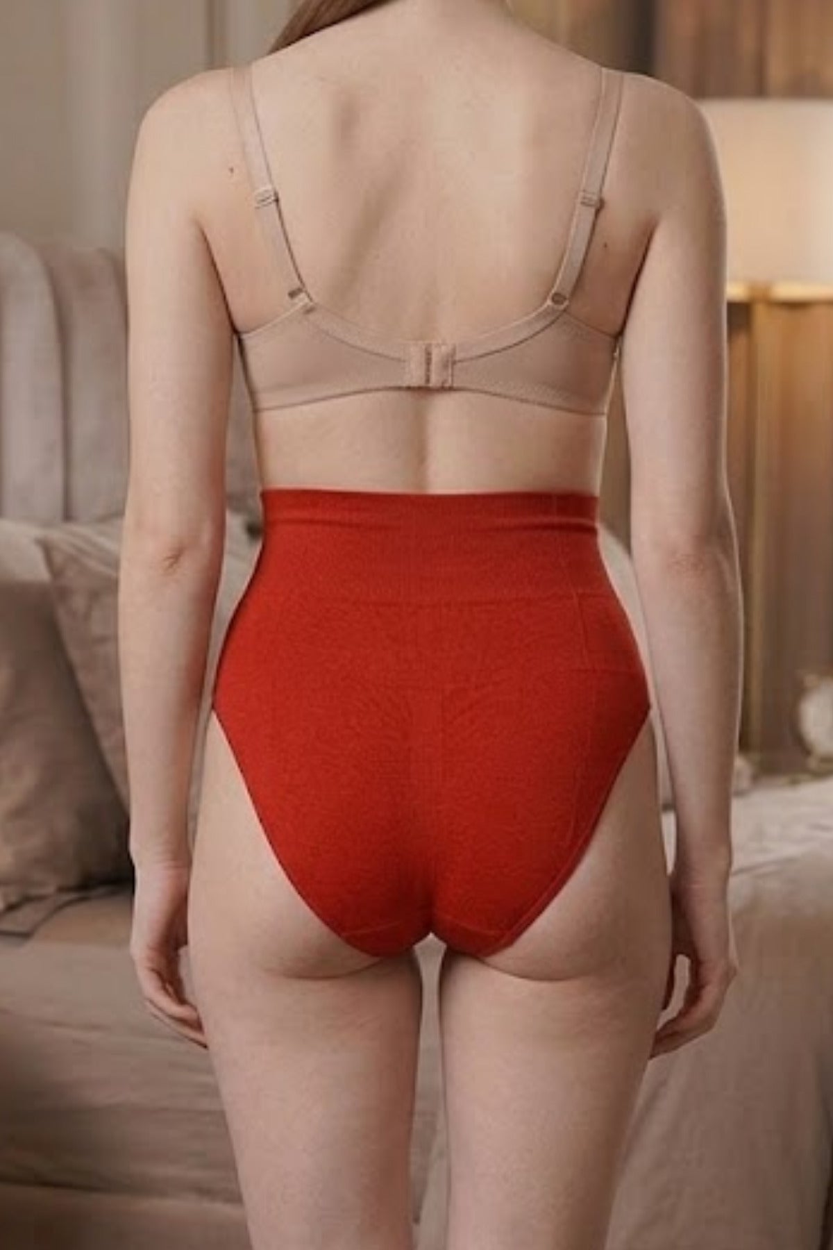 Women's Casual Flexible Gathering Red Panties - MALLTURK
