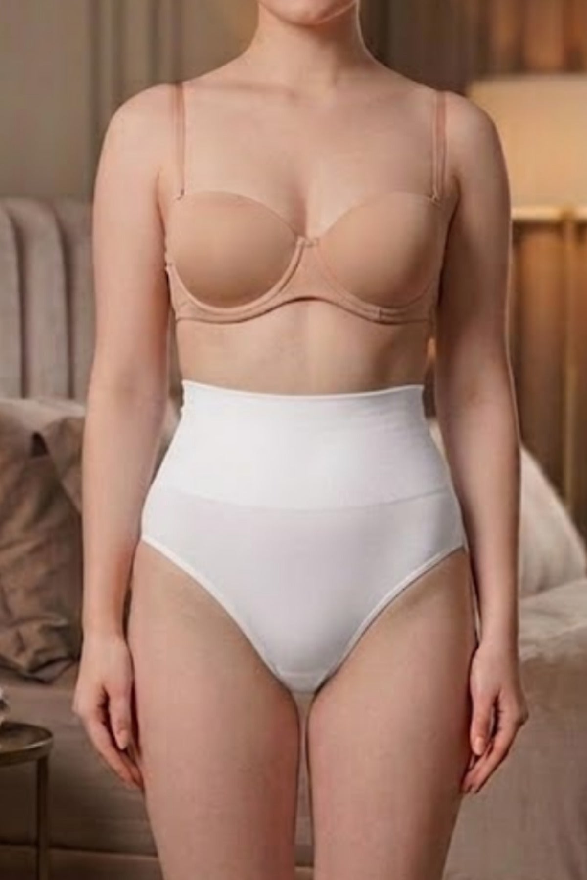 Women's Casual Flexible Gathering White Panties - MALLTURK