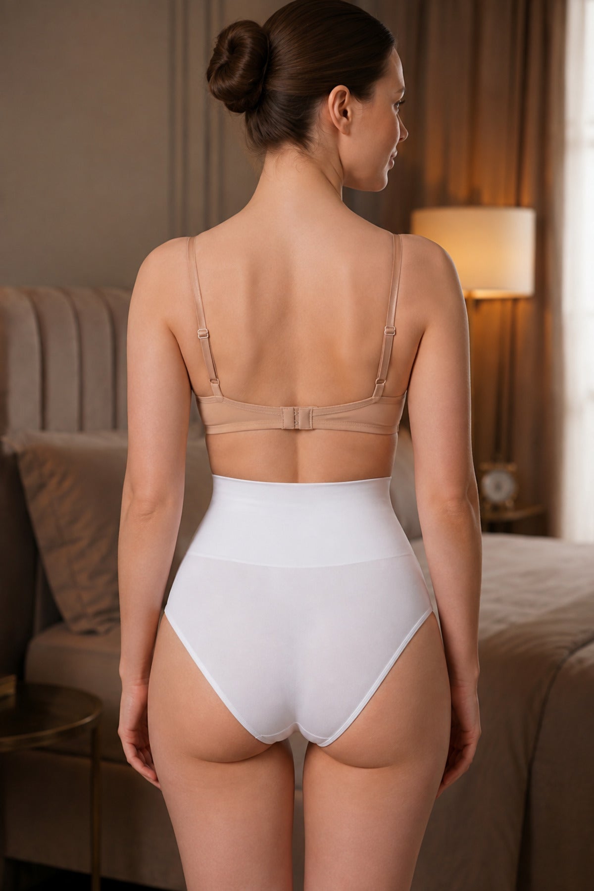 Women's Casual Flexible Gathering White Panties - MALLTURK