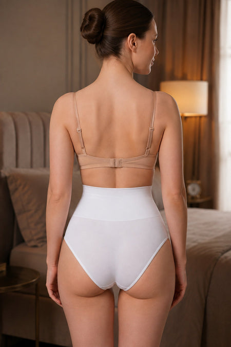 Women's Casual Flexible Gathering White Panties - MALLTURK