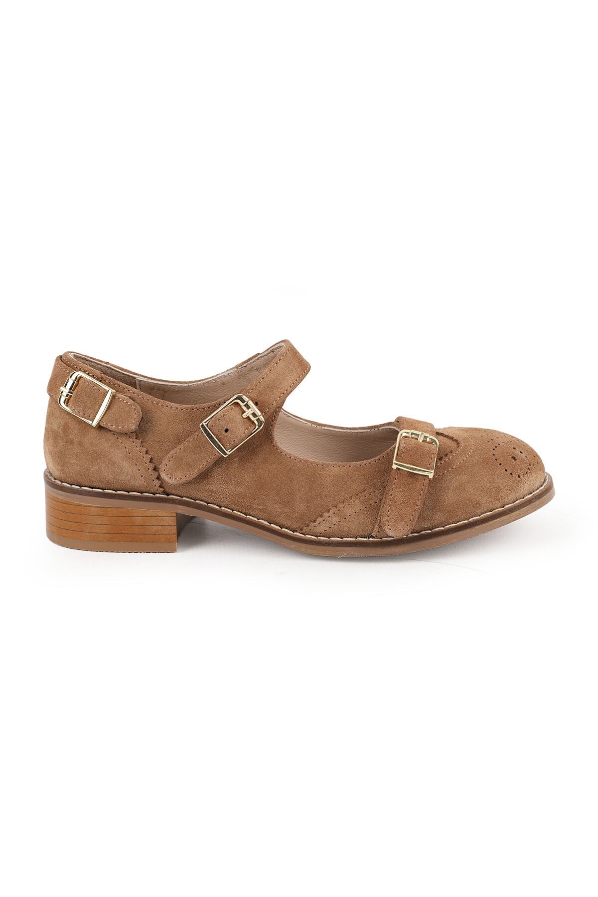 Women's Casual Heeled Shoes Suede Leather Short Heel Mary Jane L064.501 - MALLTURK