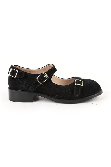Women's Casual Heeled Shoes Suede Leather Short Heel Mary Jane L064.501 - MALLTURK