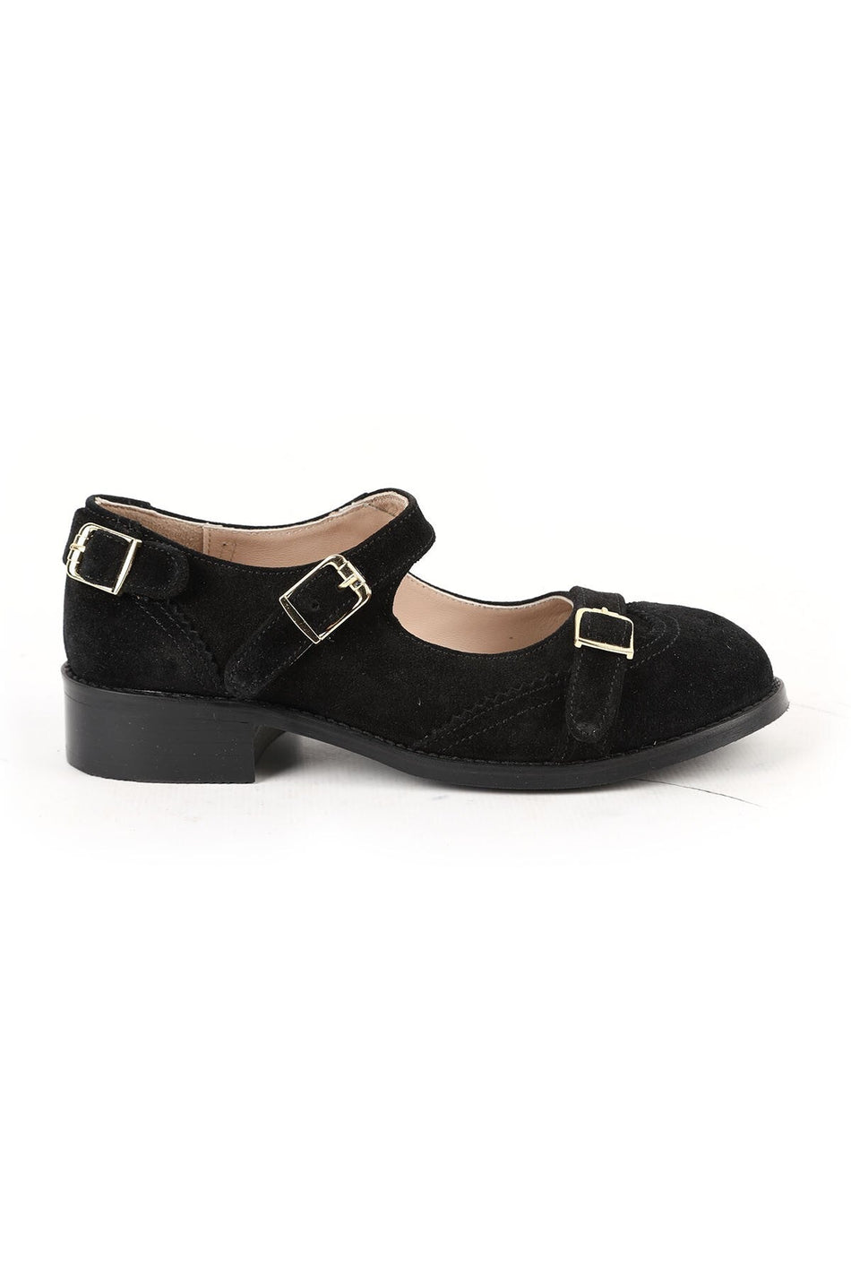Women's Casual Heeled Shoes Suede Leather Short Heel Mary Jane L064.501 - MALLTURK