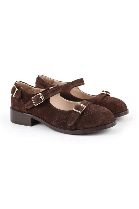 Women's Casual Heeled Shoes Suede Leather Short Heel Mary Jane L064.501 - MALLTURK