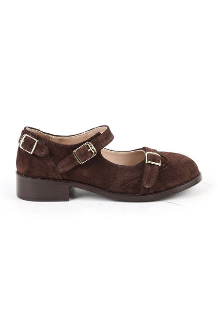 Women's Casual Heeled Shoes Suede Leather Short Heel Mary Jane L064.501 - MALLTURK