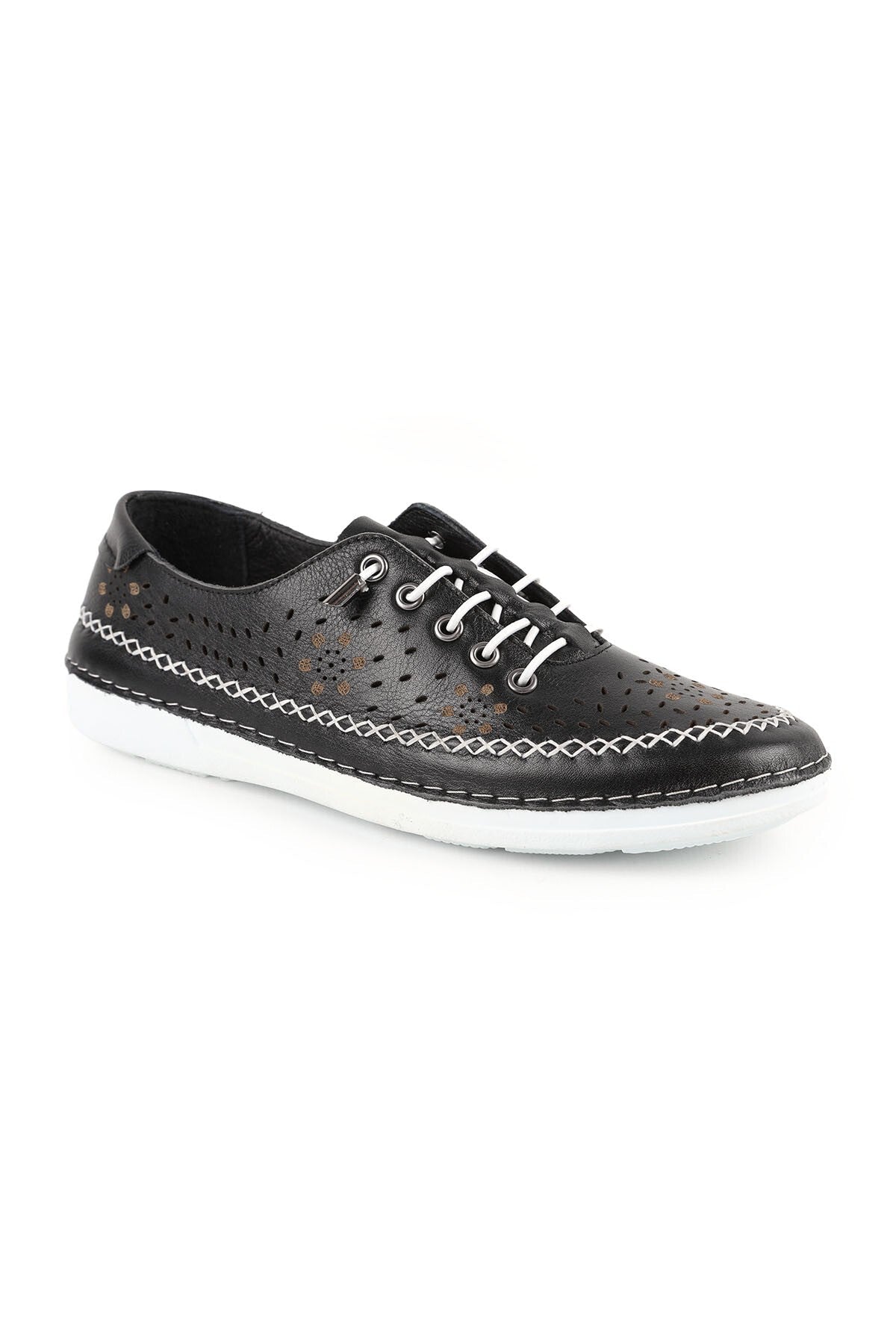 Women's Casual Shoes Laser Cut Lace-Up Sewing Detailed Antique Leather Mother Shoes L077.225 - MALLTURK