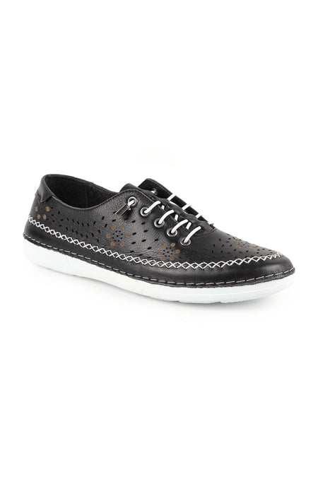 Women's Casual Shoes Laser Cut Lace-Up Sewing Detailed Antique Leather Mother Shoes L077.225 - MALLTURK