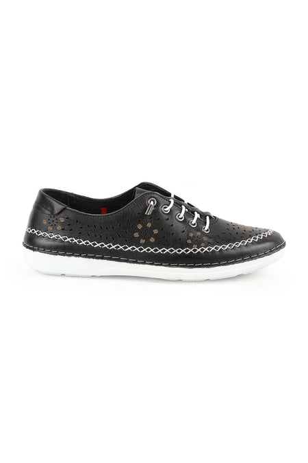 Women's Casual Shoes Laser Cut Lace-Up Sewing Detailed Antique Leather Mother Shoes L077.225 - MALLTURK