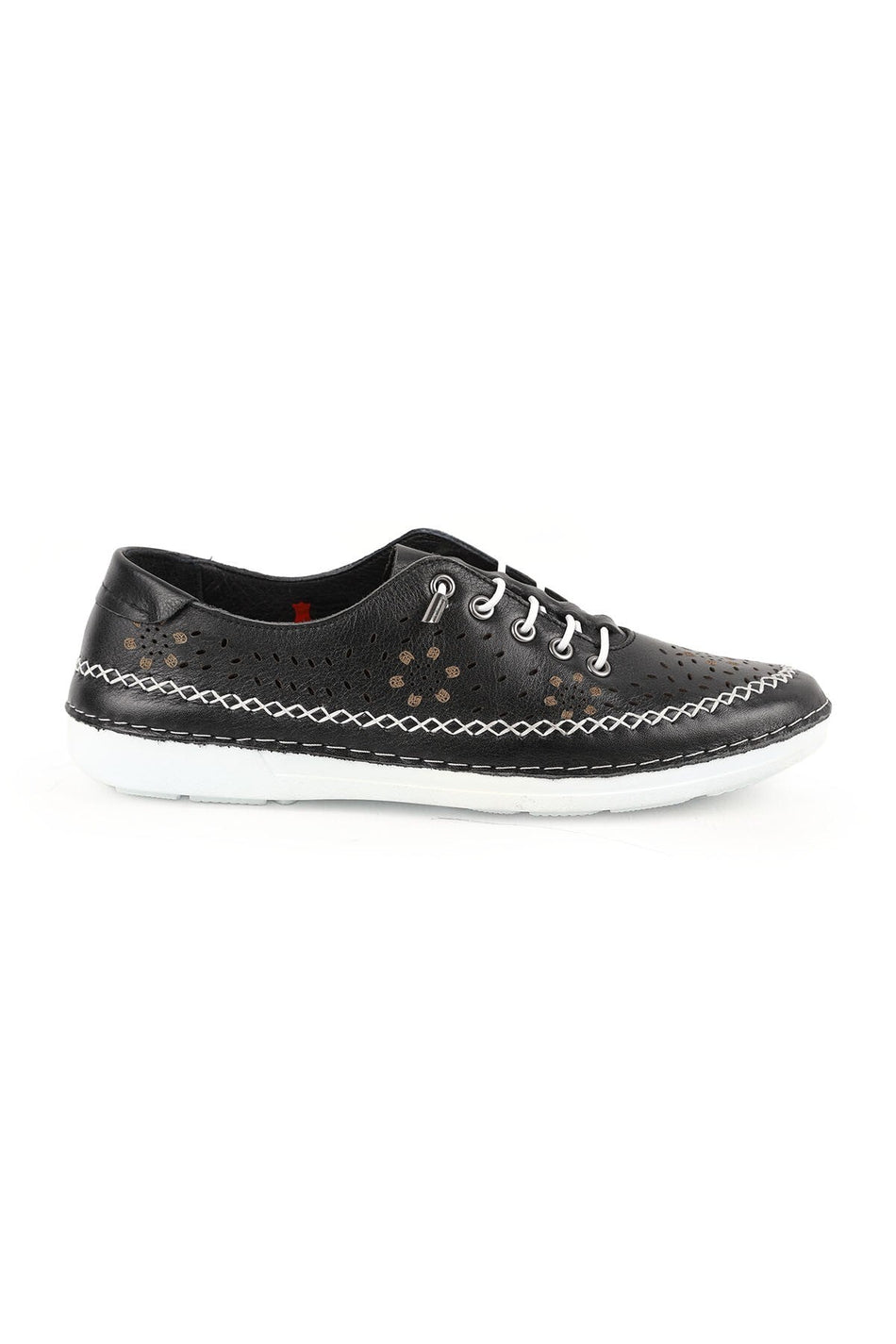Women's Casual Shoes Laser Cut Lace-Up Sewing Detailed Antique Leather Mother Shoes L077.225 - MALLTURK