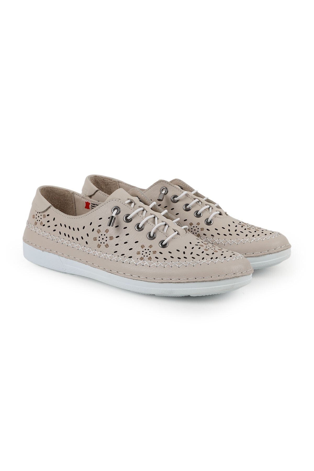 Women's Casual Shoes Laser Cut Lace-Up Sewing Detailed Antique Leather Mother Shoes L077.225 - MALLTURK