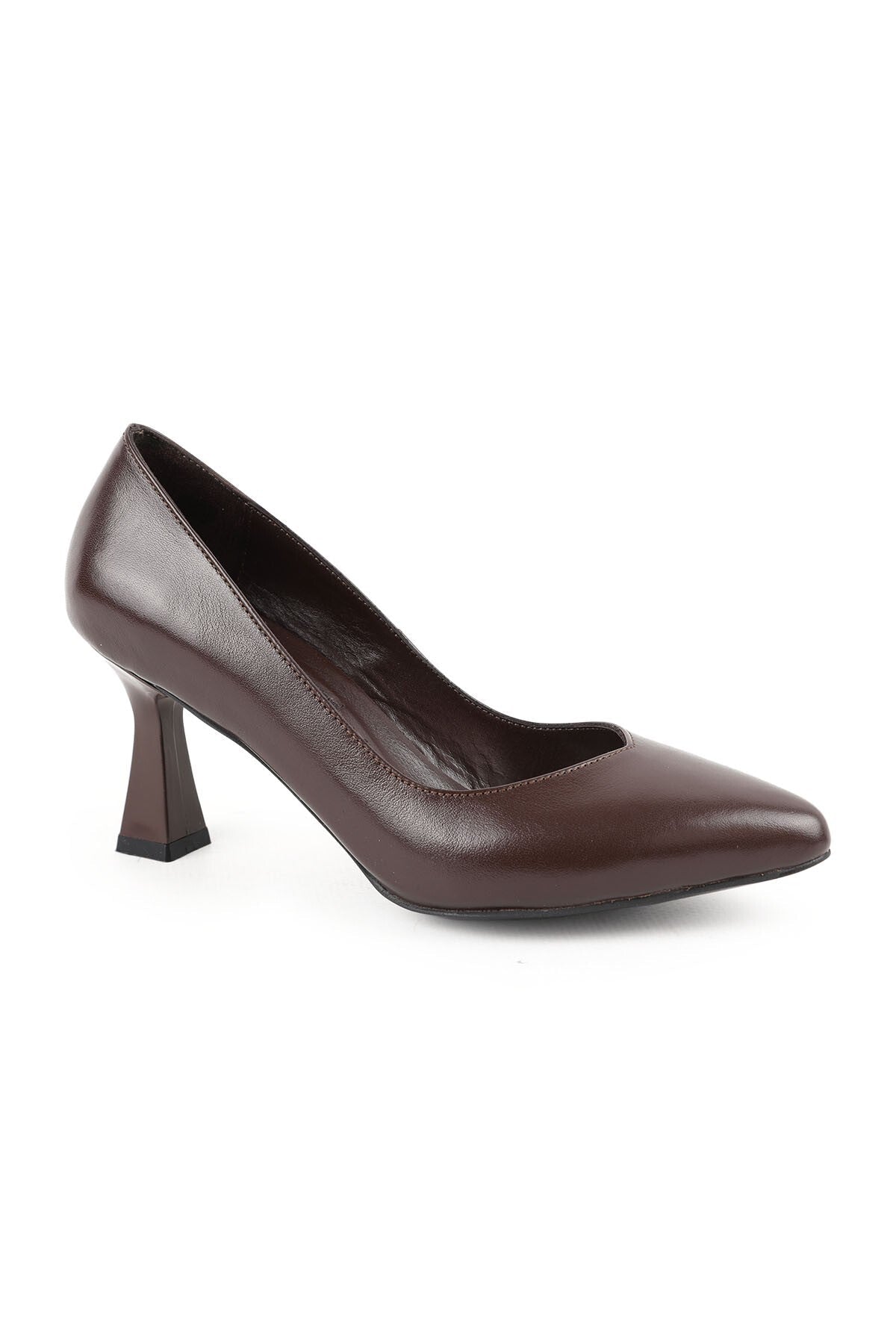 Women's Classic Heeled Shoes Goblet Heel Pointed Toe Matte Leather Slip-On L068.1109 - MALLTURK
