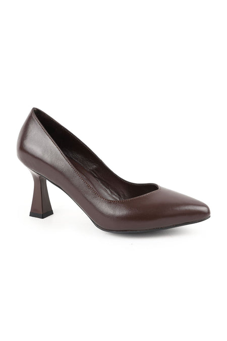 Women's Classic Heeled Shoes Goblet Heel Pointed Toe Matte Leather Slip-On L068.1109 - MALLTURK