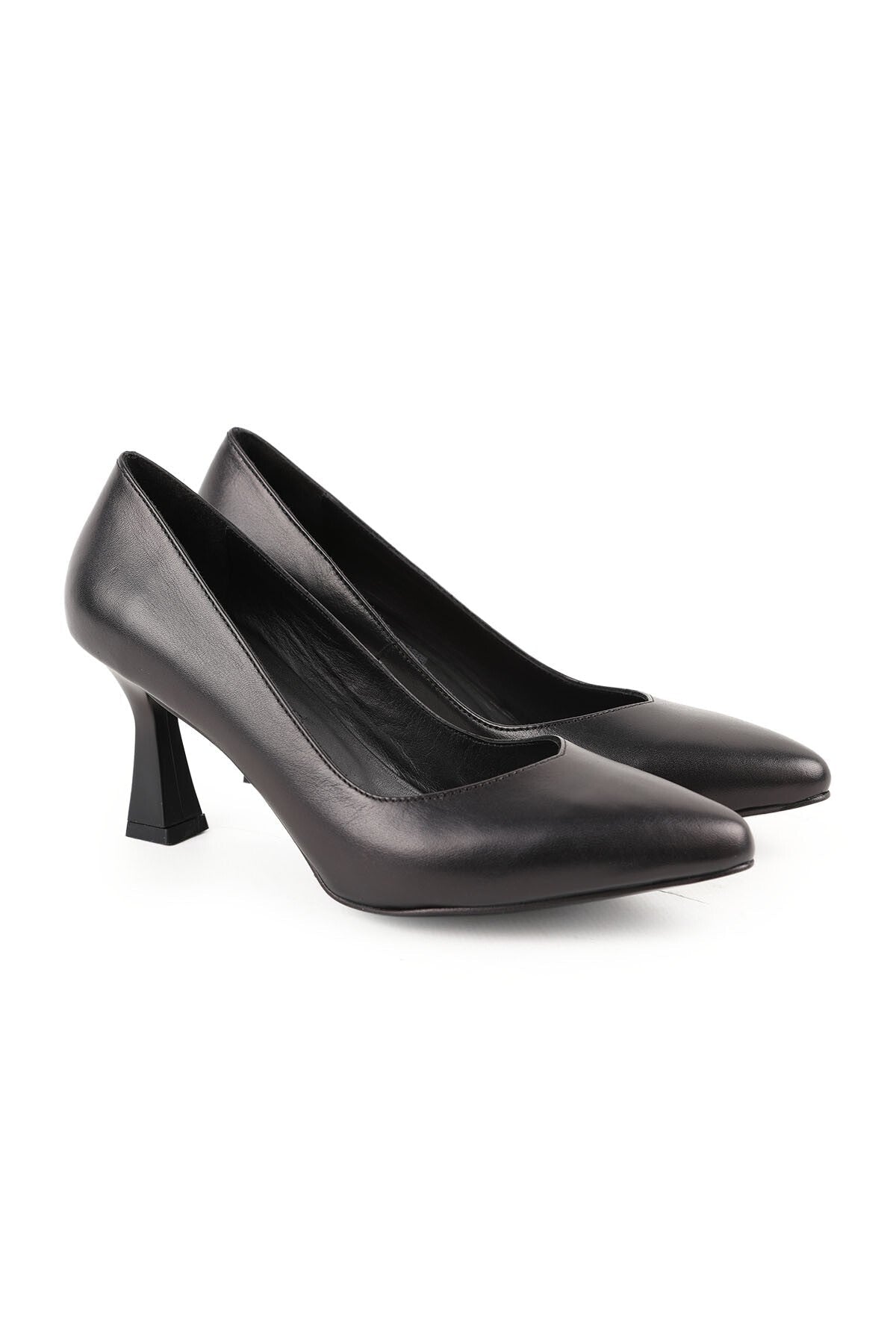 Women's Classic Heeled Shoes Goblet Heel Pointed Toe Matte Leather Slip-On L068.1109 - MALLTURK
