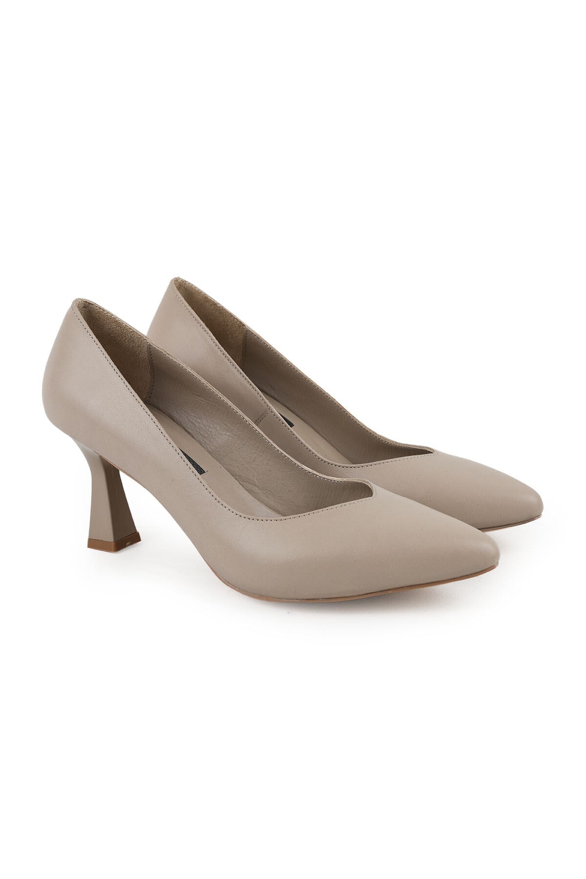 Women's Classic Heeled Shoes Goblet Heel Pointed Toe Matte Leather Slip-On L068.1109 - MALLTURK