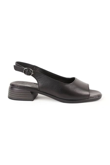 Women's Classic Heeled Shoes Open Toe Sling-Back Short Heeled Antique Leather L078.10218 - MALLTURK