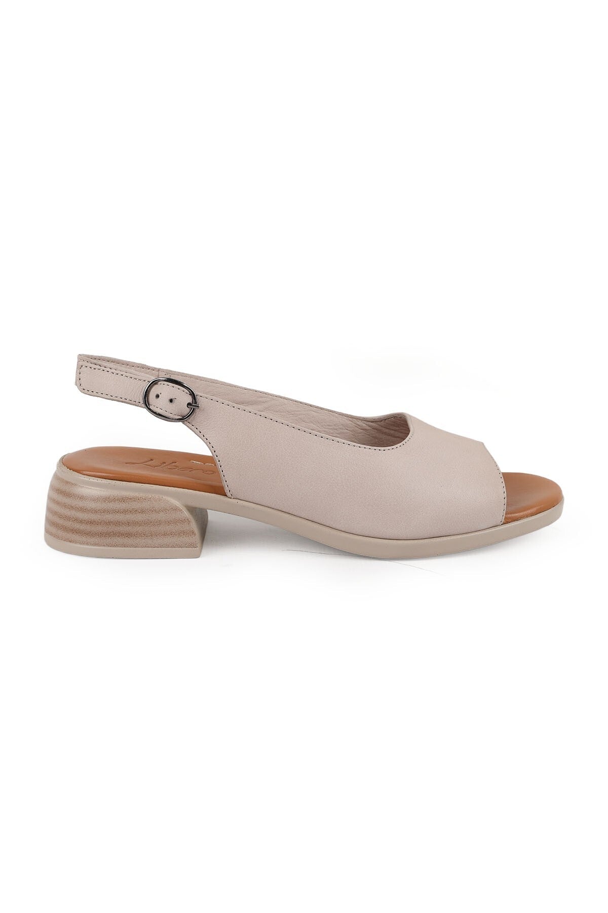 Women's Classic Heeled Shoes Open Toe Sling-Back Short Heeled Antique Leather L078.10218 - MALLTURK