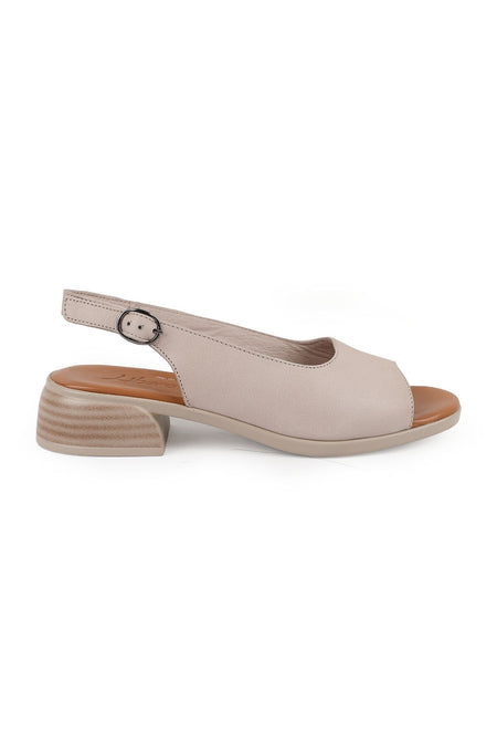 Women's Classic Heeled Shoes Open Toe Sling-Back Short Heeled Antique Leather L078.10218 - MALLTURK