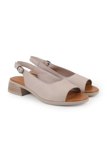 Women's Classic Heeled Shoes Open Toe Sling-Back Short Heeled Antique Leather L078.10218 - MALLTURK