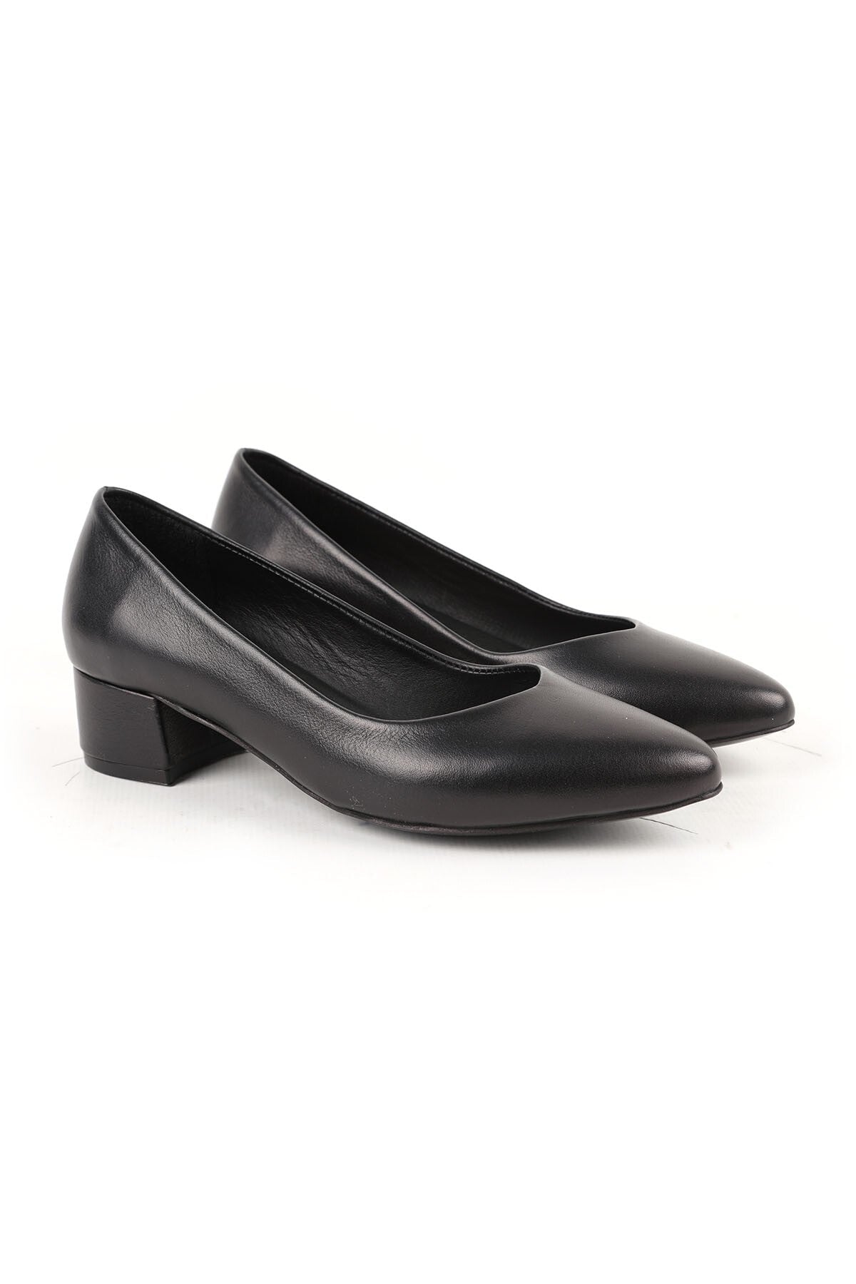 Women's Classic Heeled Shoes Short Heel Pointed Toe Matte Leather Slip-On L068.1105 - MALLTURK