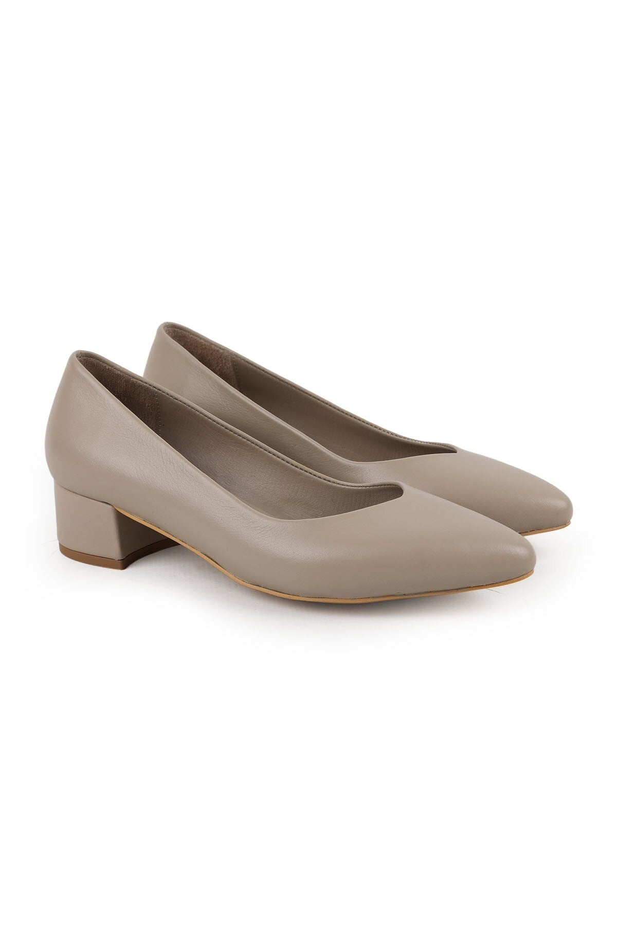 Women's Classic Heeled Shoes Short Heel Pointed Toe Matte Leather Slip-On L068.1105 - MALLTURK