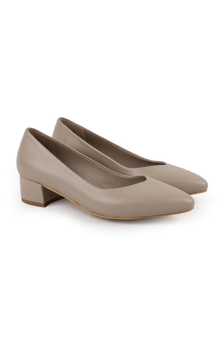 Women's Classic Heeled Shoes Short Heel Pointed Toe Matte Leather Slip-On L068.1105 - MALLTURK