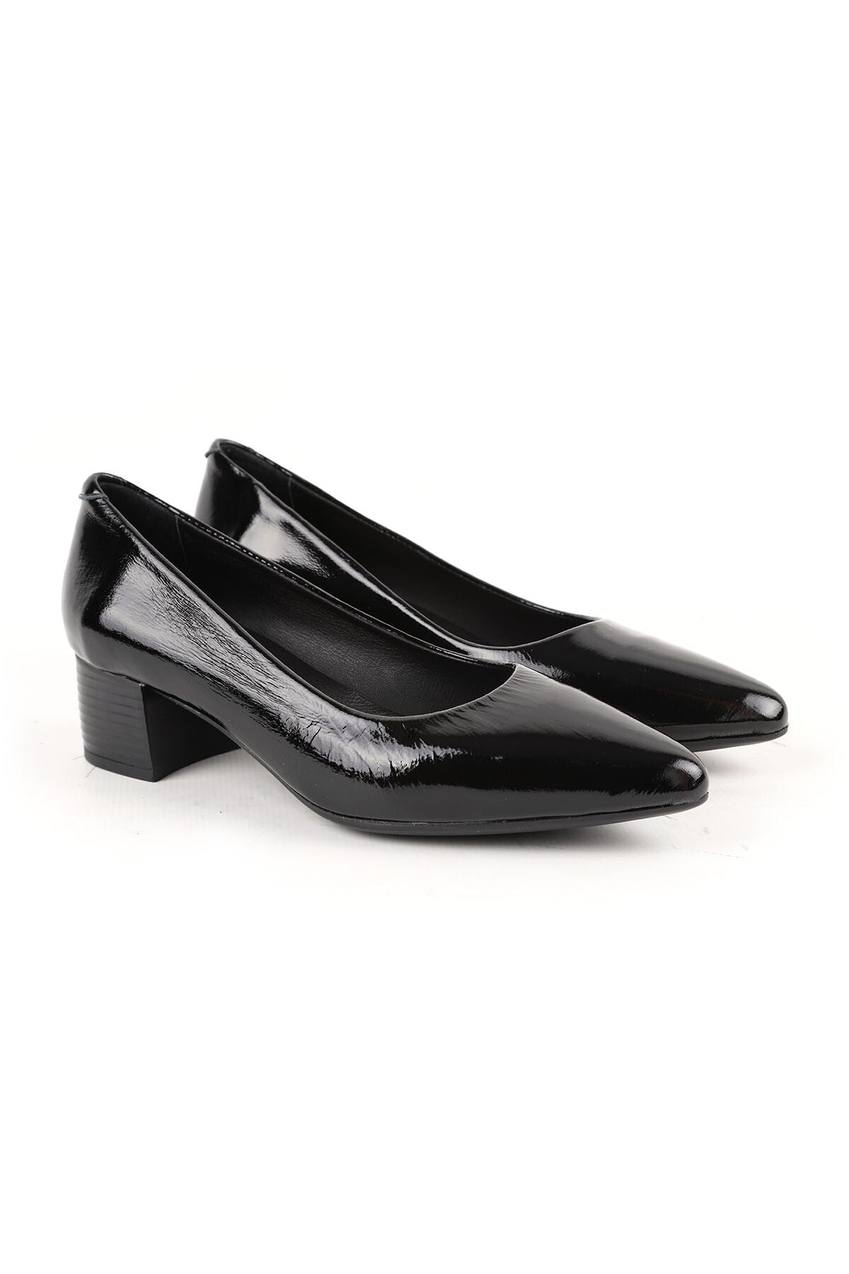 Women's Classic Heeled Shoes Short Heel Pointed Toe Shiny Patent Leather Slip-On L061.540 - MALLTURK