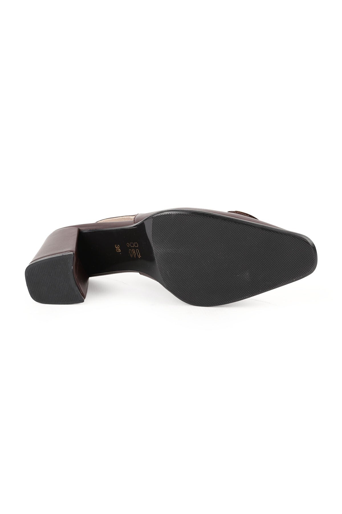 Women's Classic Heeled Shoes Slingback Matte Leather Metal Buckle Block Heel L064.043 - MALLTURK