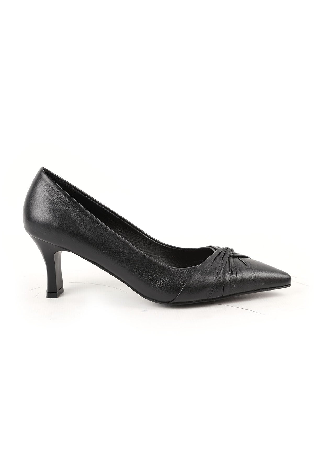 Women's Classic Heeled Shoes Thin Heel Knot Detail Pointed Toe Matte Leather Slip-On L068.1096 - MALLTURK