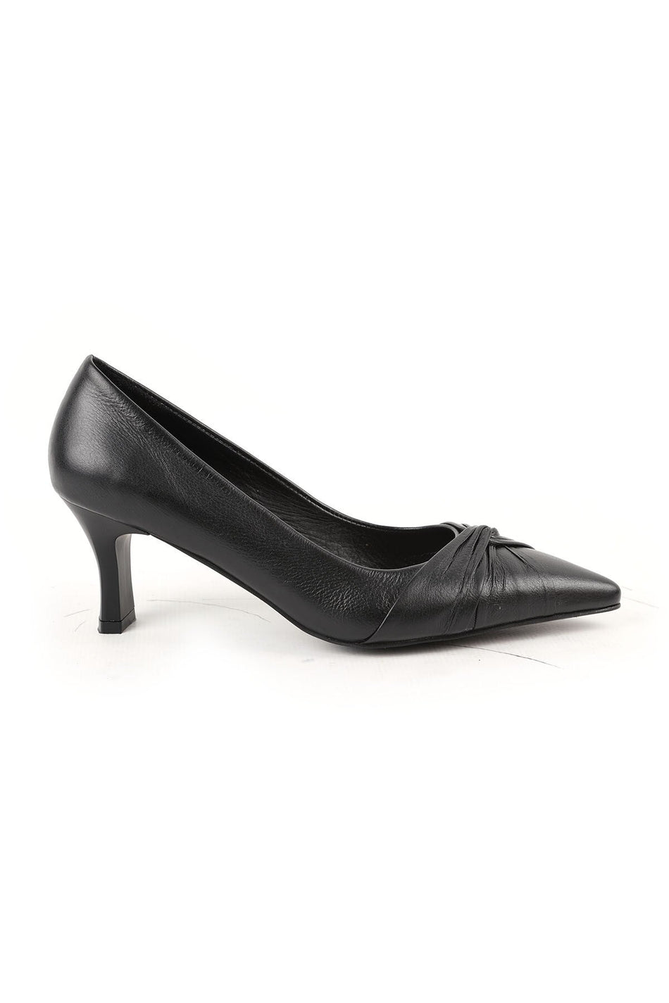 Women's Classic Heeled Shoes Thin Heel Knot Detail Pointed Toe Matte Leather Slip-On L068.1096 - MALLTURK