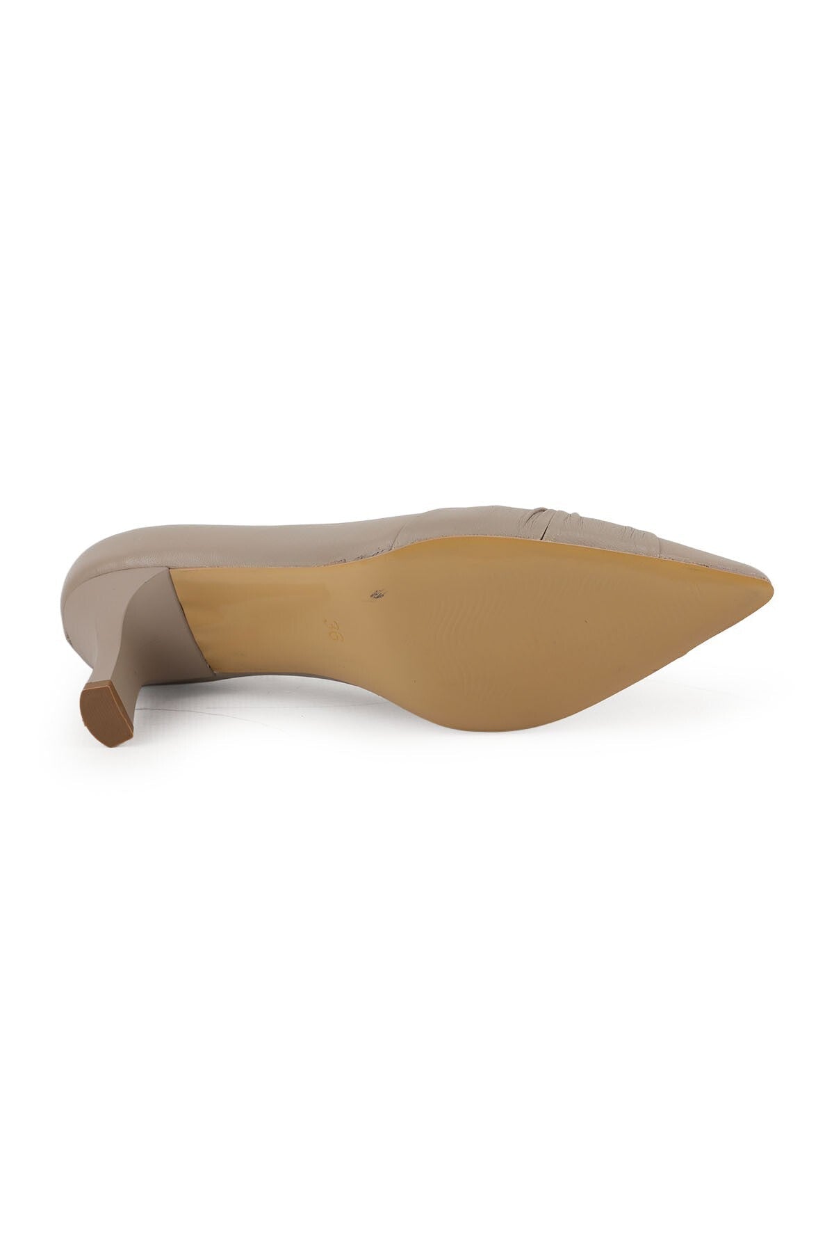 Women's Classic Heeled Shoes Thin Heel Knot Detail Pointed Toe Matte Leather Slip-On L068.1096 - MALLTURK
