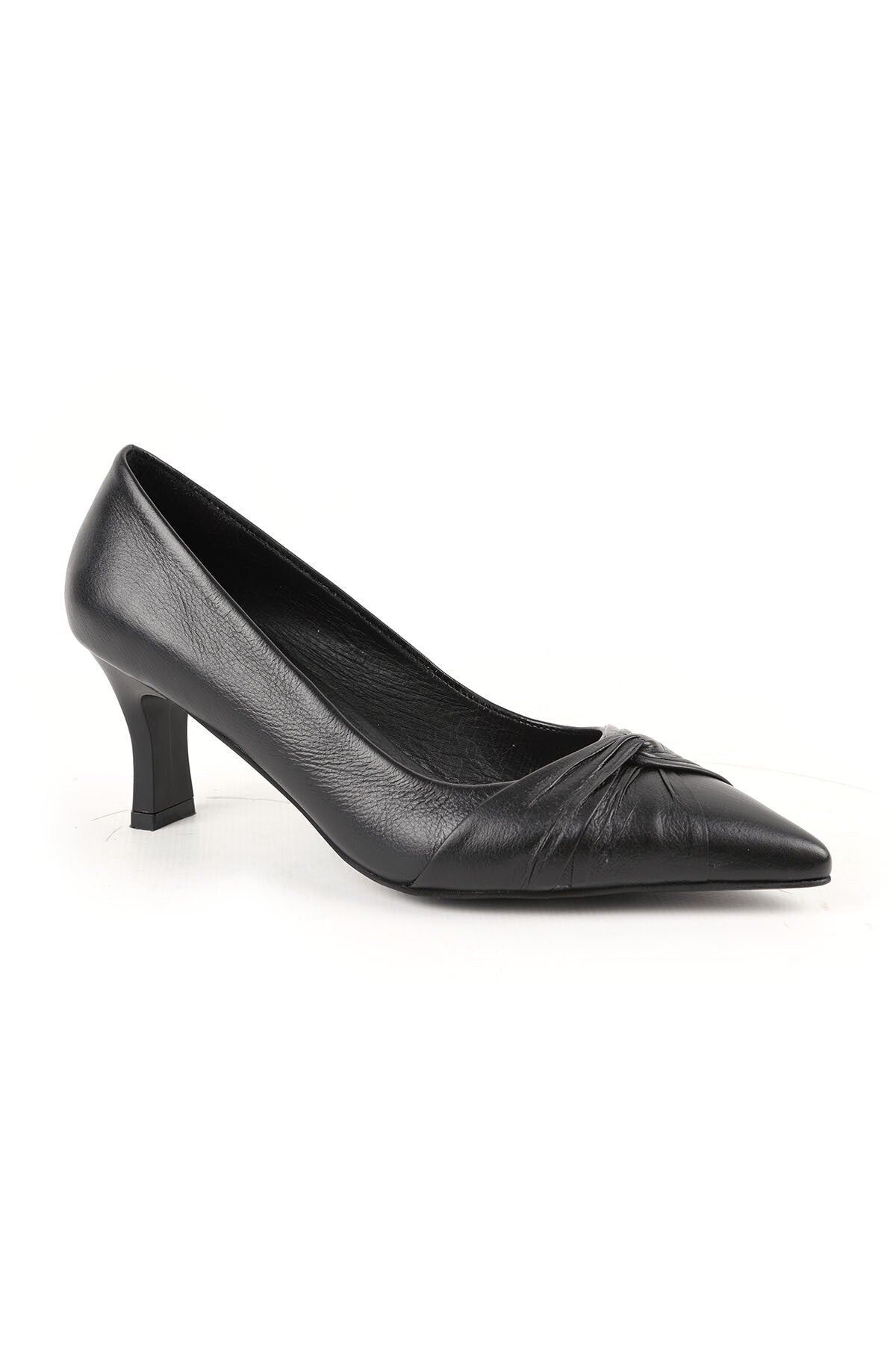 Women's Classic Heeled Shoes Thin Heel Knot Detail Pointed Toe Matte Leather Slip-On L068.1096 - MALLTURK
