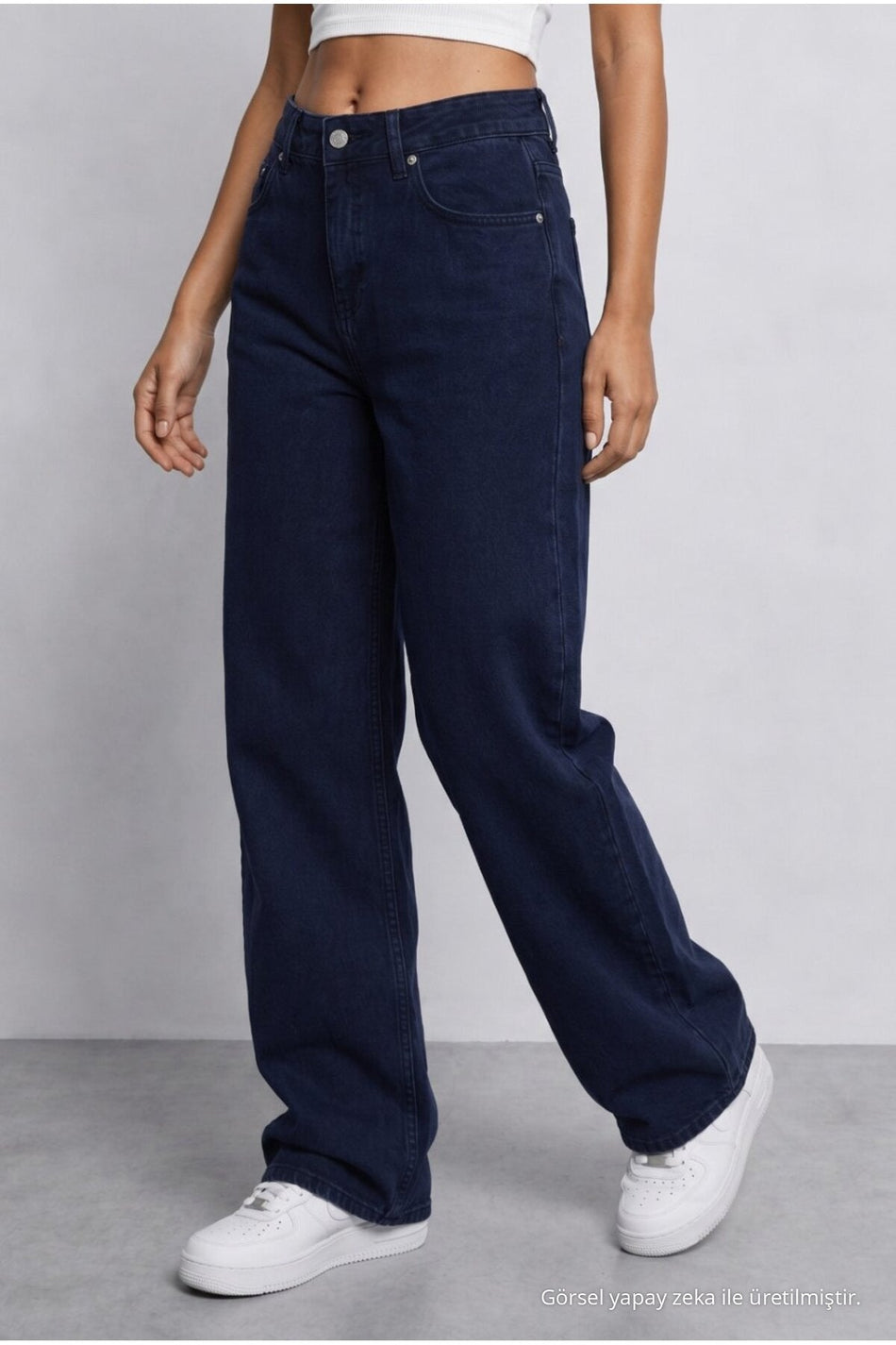 Women's Dark Navy High Waist Wide Leg Loose Stretchy Palazzo Pants - MALLTURK