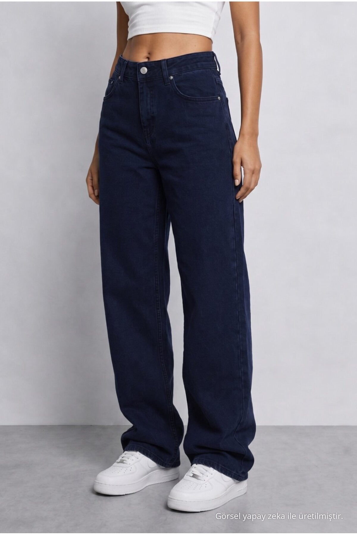 Women's Dark Navy High Waist Wide Leg Loose Stretchy Palazzo Pants - MALLTURK